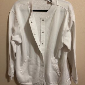 Thrifted White Plain Varsity Jacket